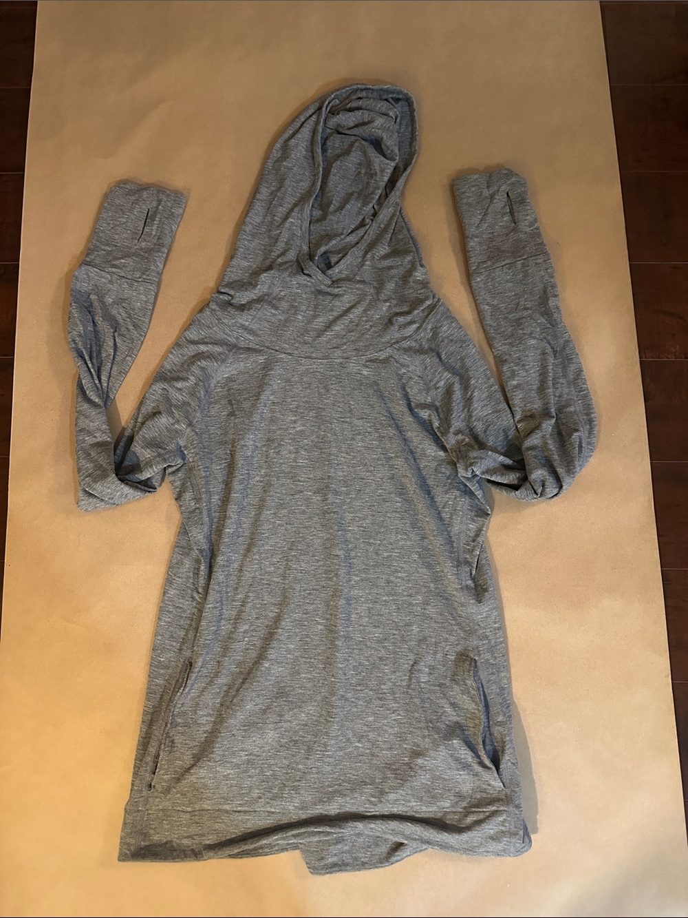 GAP Lightweight Hooded Tunic Top in Heather Gray